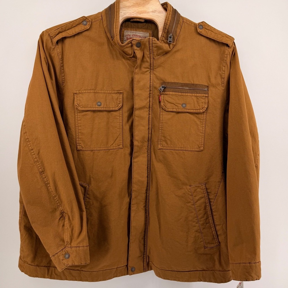 Levi's Field Jacket Mens 4XLT Brown Cotton Canvas Quilted Military LM8TC485